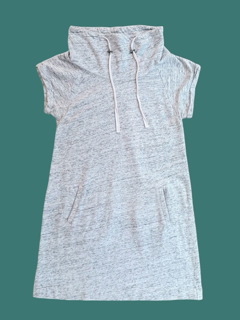 LOFT Heather Gray Short-Sleeve Hooded Mini Dress